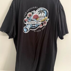 Vans Black Short-Sleeve Tee with Retro Surf Graphic